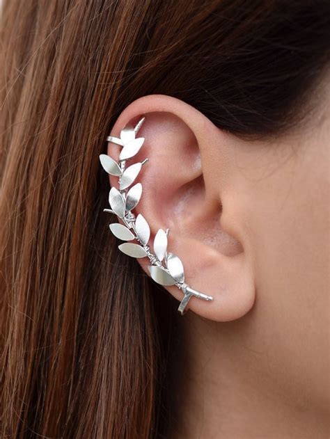 silver ear cuff no piercing ear climber earring statement etsy ear cuff ear jewelry ear