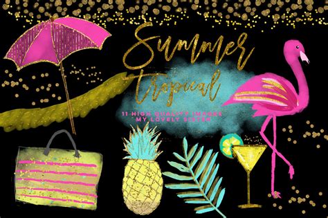 Flamingo Clipart Pineapple Tropical Clip Art Summer