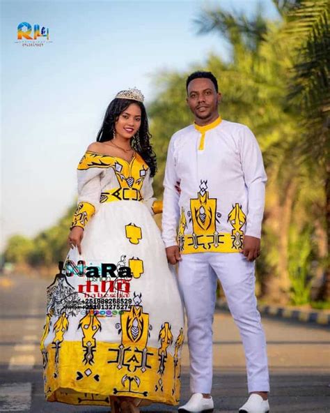 Eritrean And Ethiopian Habesha Couple Traditional Dress Men T Shirt