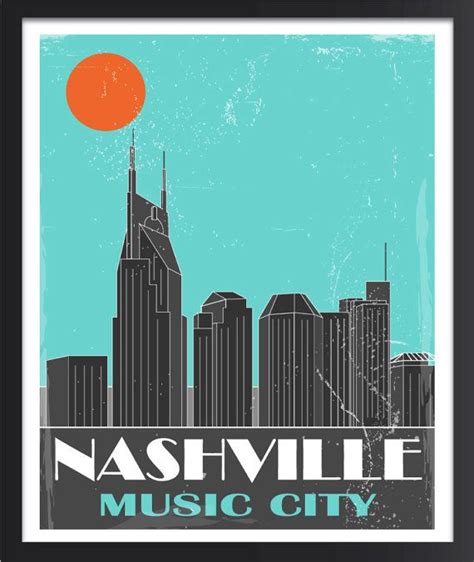 Nashville Skyline Nashville Poster Nashville Etsy Nashville Poster