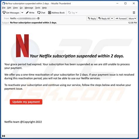 Your Netflix Subscription Suspended Within 2 Days Email Scam Removal