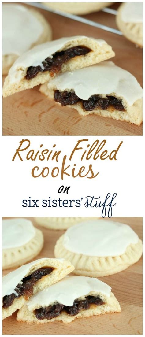 These raisin stuffed shortbread cookies are soft and chewy w. old fashioned soft raisin filled cookies
