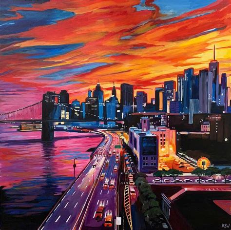 Angela Wakefield Brooklyn Bridge New York City Nyc Skyline Painting