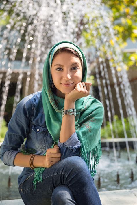 Portrait Of A Beautiful Young Girl Wearing Hijab By Jovo Jovanovic