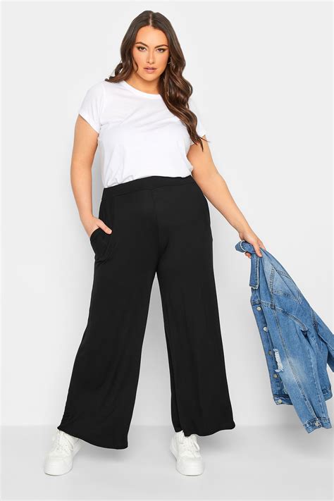 Plus Size Black Wide Leg Stretch Trousers Yours Clothing