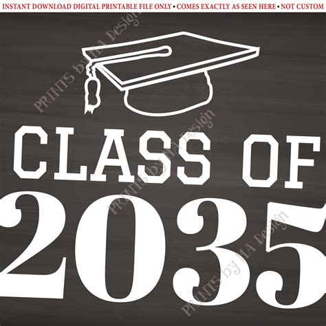 Class Of 2035 Sign High School Graduation In 2035 Printable 8x10