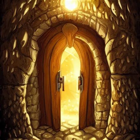 A Fantasy Illustration Of A Cave Door With Elvish Stable Diffusion