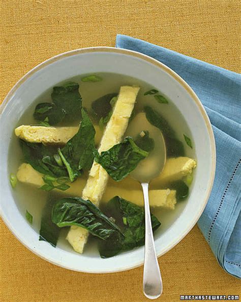 Chinese spinach with trio eggs in superior broth (soup) is so easy to make. Easy Egg Suppers | Martha Stewart