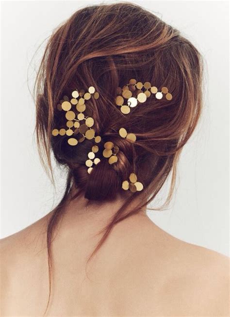 hair accessory brunette hairstyles metallic gold hair adornments metallic hair accessory