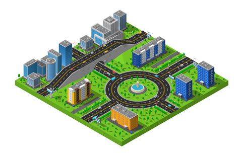 Isometric City Street Composition Poster 483812 Vector Art at Vecteezy
