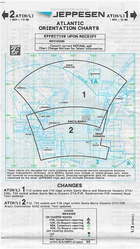 Luftfahrtkarten Headsets Flugfunk Atlantic Orientation Chart Athl12