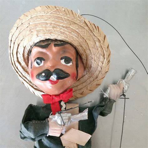 Mexican Marionette Vintage Puppet Spanish Man With Guns Etsy
