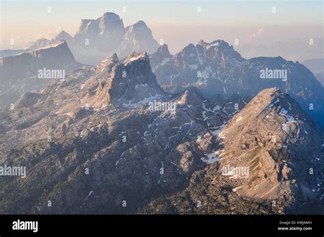 View From Rifugio Lagazuoi Eroded Limestone Of Dolomite Mountains