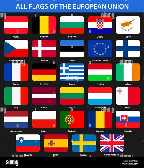 Tutte Le Bandiere Dei Paesi Dellunione Europea In Stile Appartamento