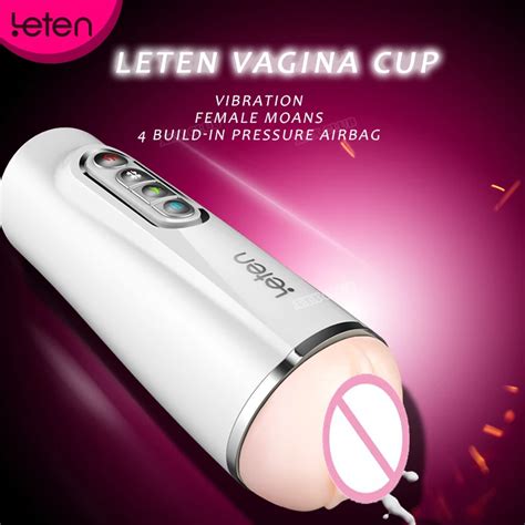 Leten Intelligent Rechargeable Male Masturbator Include Real Sexual Moan Airbag Vibration