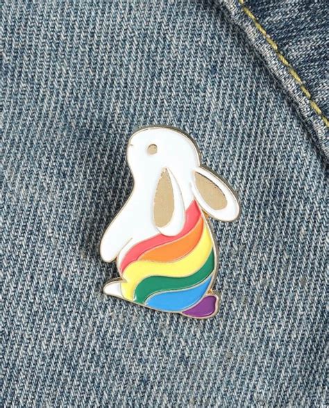 Rainbow Bunny Pin Gay Pride Pin Lgbt Bunny Pin Gay Pin Etsy