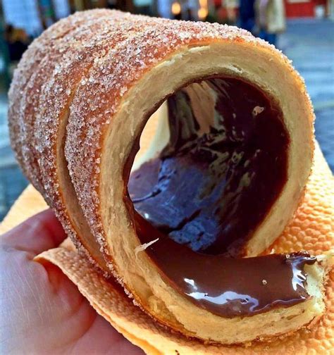 The TRDELNÍK is a traditional sweet pastry from Prague Czech Republic It is made from rolled