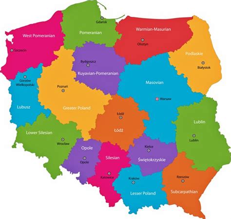 Polen Karte Der Regionen Und Provinzen
