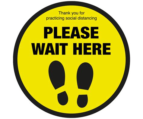 Please Wait Here With Symbol Social Distancing Floor Graphic 400mm