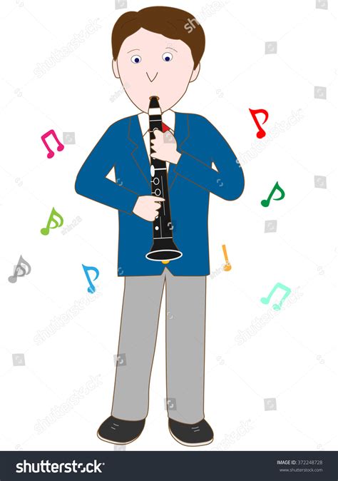 High School Boy Who Plays Clarinet Stock Vector 372248728