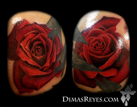 Rose tattoos, rose tattoo, rose tattoos designs, red, rose tattoos pictures, yellow, pink, roses, white, black, purple, sleeve every color of rose is an inimitable expression of a positive human sentiment. Color Realistic Rose Tattoos by Dimas Reyes : Tattoos
