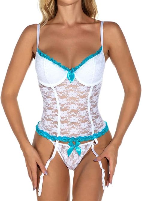 Zczh Lingerie Sexy Donna Biancheria Intima Set Pizzo Body Suspender Corsetto Reggiseno Mutandine