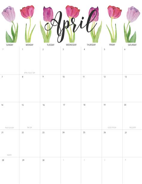 Happy April Free April 2019 Printable Calendar • The Chambray Bunny