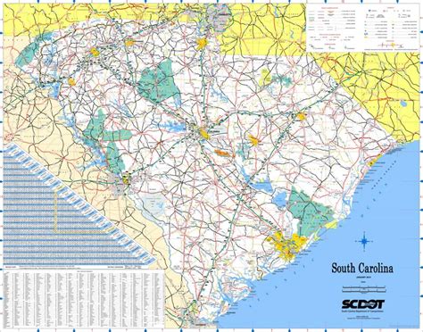 Large Detailed Tourist Map Of South Carolina With Cities