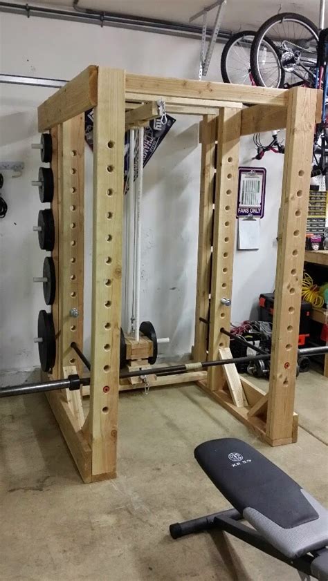 Weights On The Back Of The Homemade Power Rack Diy Home Gym Home