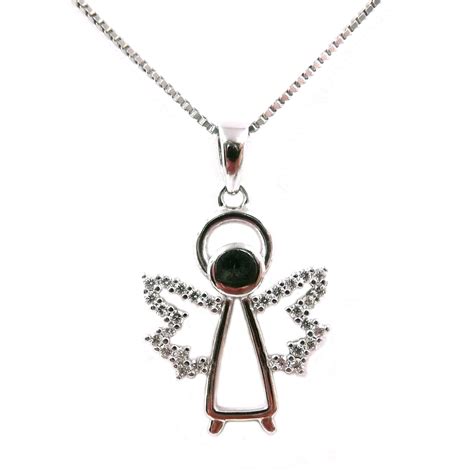 Womens 925 Silver Angel Pendant Necklace With Zircons Etsy