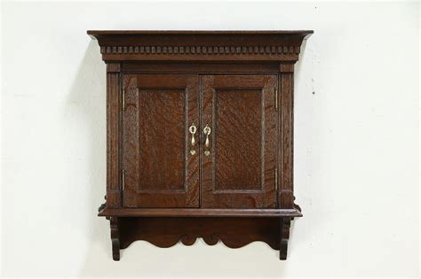 Sold Oak Victorian Antique Hanging Cupboard Wall Cabinet Or