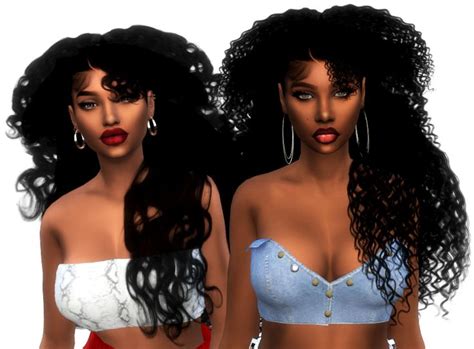 Black Sim Cc — Xxblacksims Long Curly Female Hairs Mya