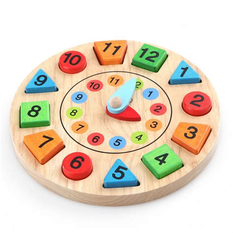 Wooden Clock Toy Wooden Children Sorting And