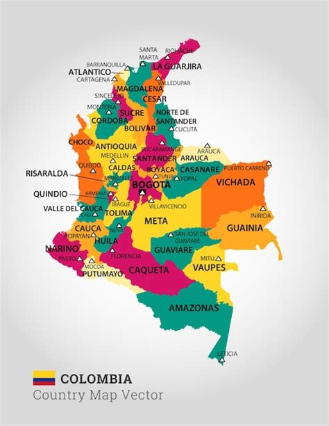 Mapa Detallado De Colombia Ilustración Vectorial Vector Premium