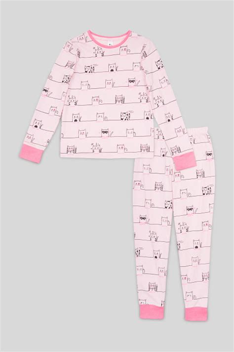 C A Pyjama Bio Baumwolle teilig Rosa Größe von C A ansehen