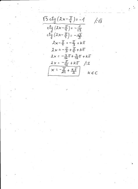 Przeprowadź Własne Badanie Zapytaj Wszystkich - Rozwiąż równanie: √3ctg(2x-π/4)=-1 - Brainly.pl