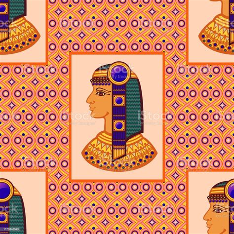 Egyptian Styling Under The Culture Of Ancient Egypt A Seamless Pattern Vector Graphics Stock