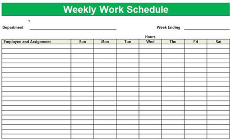Printable Weekly Work Schedule Template Weekly Schedule Template