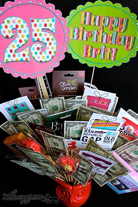 Many gift boxes top view. Birthday Gift Basket Idea with Free Printables - inkhappi