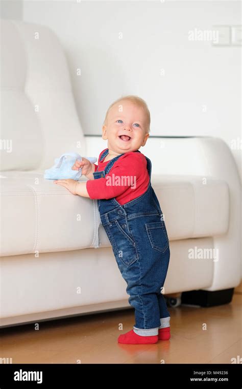 Baby Boy Standing Stock Photo Alamy