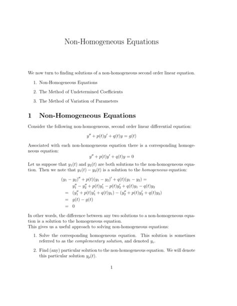 Non Homogeneous Equations