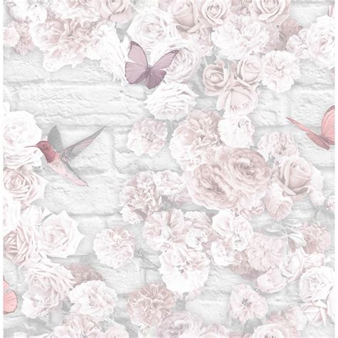 Flower Wall Wallpaper White Diy Bandm