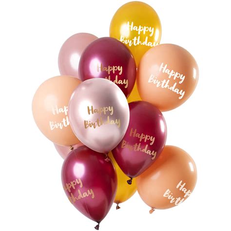 Ballonnen Happy Birthday Roze Goud 33cm 12 Stuks