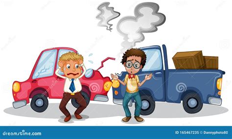 Accident Scene With Car Crash Stock Vector Illustration Of Cartoon