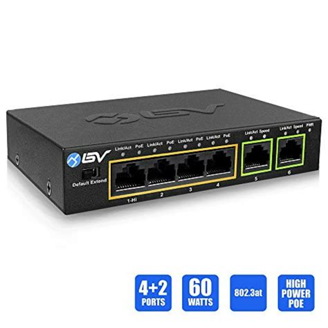 Bv Tech 4 Port Poe Switch With 2 Ethernet Uplink And Extend Function