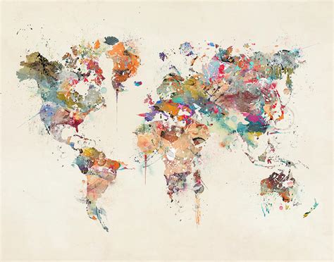 Elegant Large Framed Map Of The World