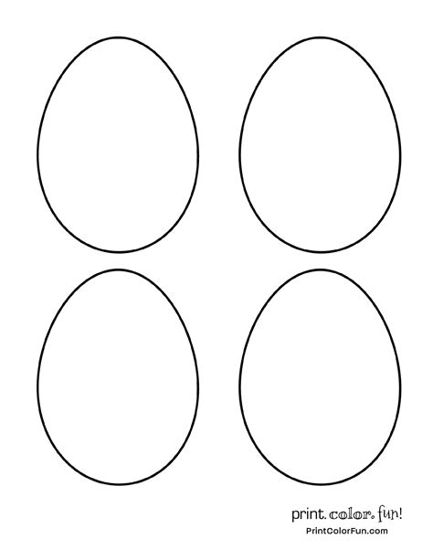 4 Sizes Of Blank Easter Egg Shapes To Print And Color At