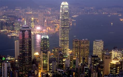 Hong Kong Harbor City Lights 2560x1600