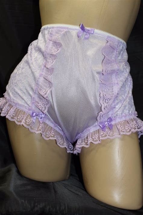 Nel Jen Handmade Sissy Purple Tricot And Lace High Waist Panties