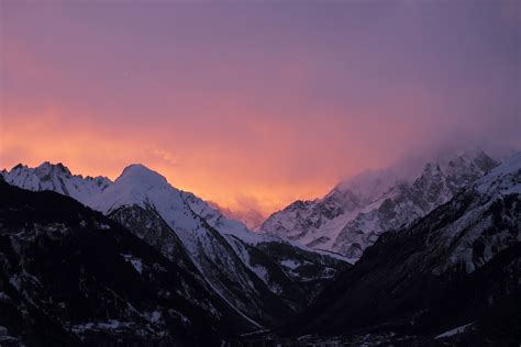 Snow Covered Mountain During Sunset Scenery Mont Blanc Hd Wallpaper